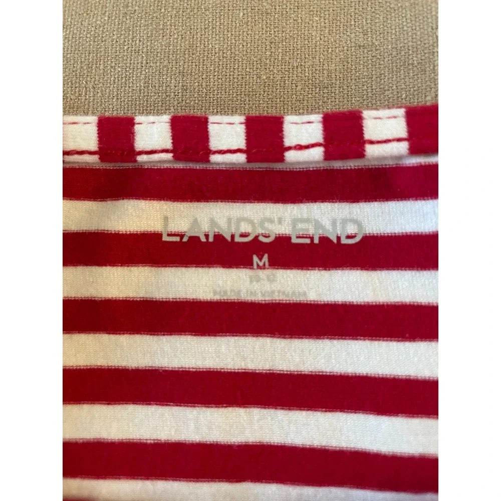 Lands End Dress Girls Size Medium Red and White Stripes Tunic Vacation Holiday